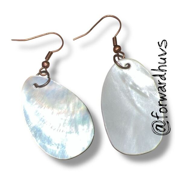 Hand Crafted Shell Earrings – Carved Front & Iridescent Back - Picture 5 of 8